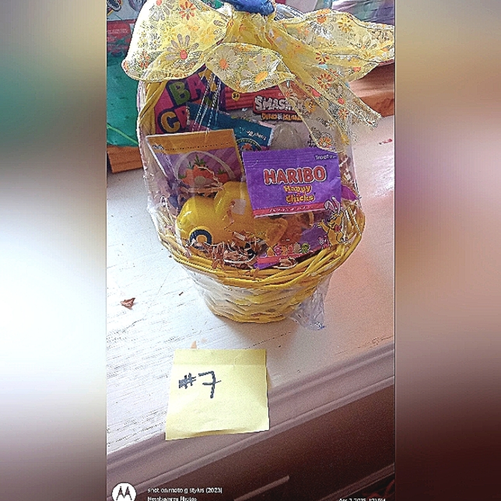 Yellow Easter Gift Basket with Treats